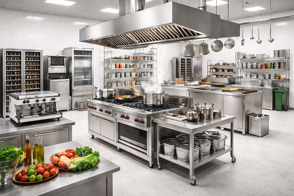 Industrial Kitchen Solutions Professional industrial kitchen equipment including stainless steel cooking range, service lines, coffee machines, wine cabinets, gastronorm containers and commercial kitchen appliances