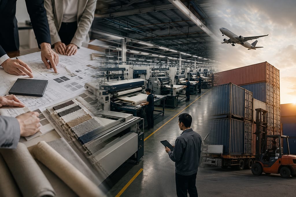 Production Infrastructure Global production infrastructure network including project planning, manufacturing, quality control, and international logistics coordination.